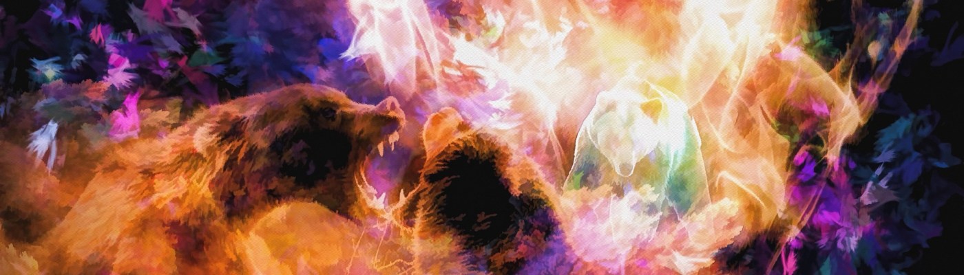 surreal, abstract, bears fighting, magic, fantasy world, wizard, non-verbal communication, connection, body language, ASMR, sensory triggers, sensory, ASMRtist, non-verbal communication,